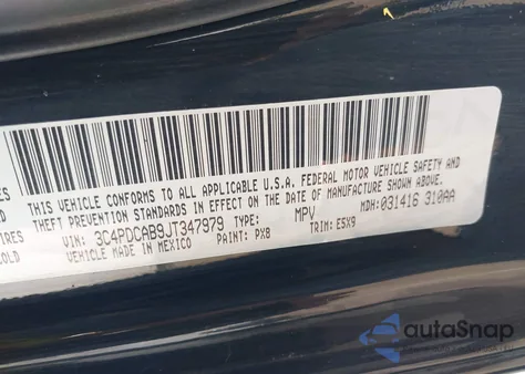 2018 Dodge Journey Se z USA, uszkodzony, nr VIN 3C4PDCAB9JT347979